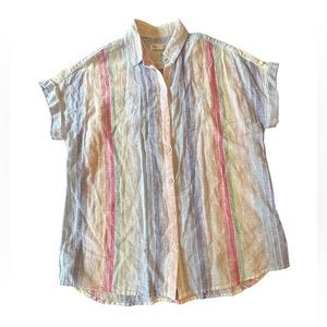 BeachLunchLounge rainbow button down Shirt Size XS